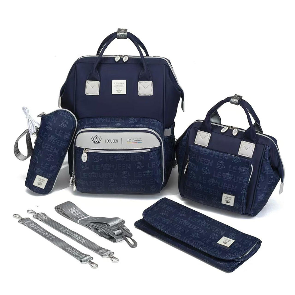 LeQueen Diamond 8th Special Edition Soft Waterproof Diaper Bag Set - Navy Blue