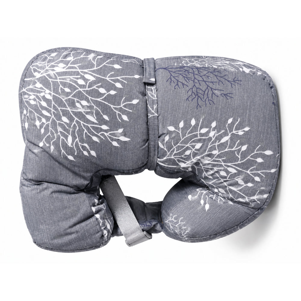 Cotton Nursing Pillow – Dark Grey & Off-White with Floral Print - Baby Essentials - Kiddy