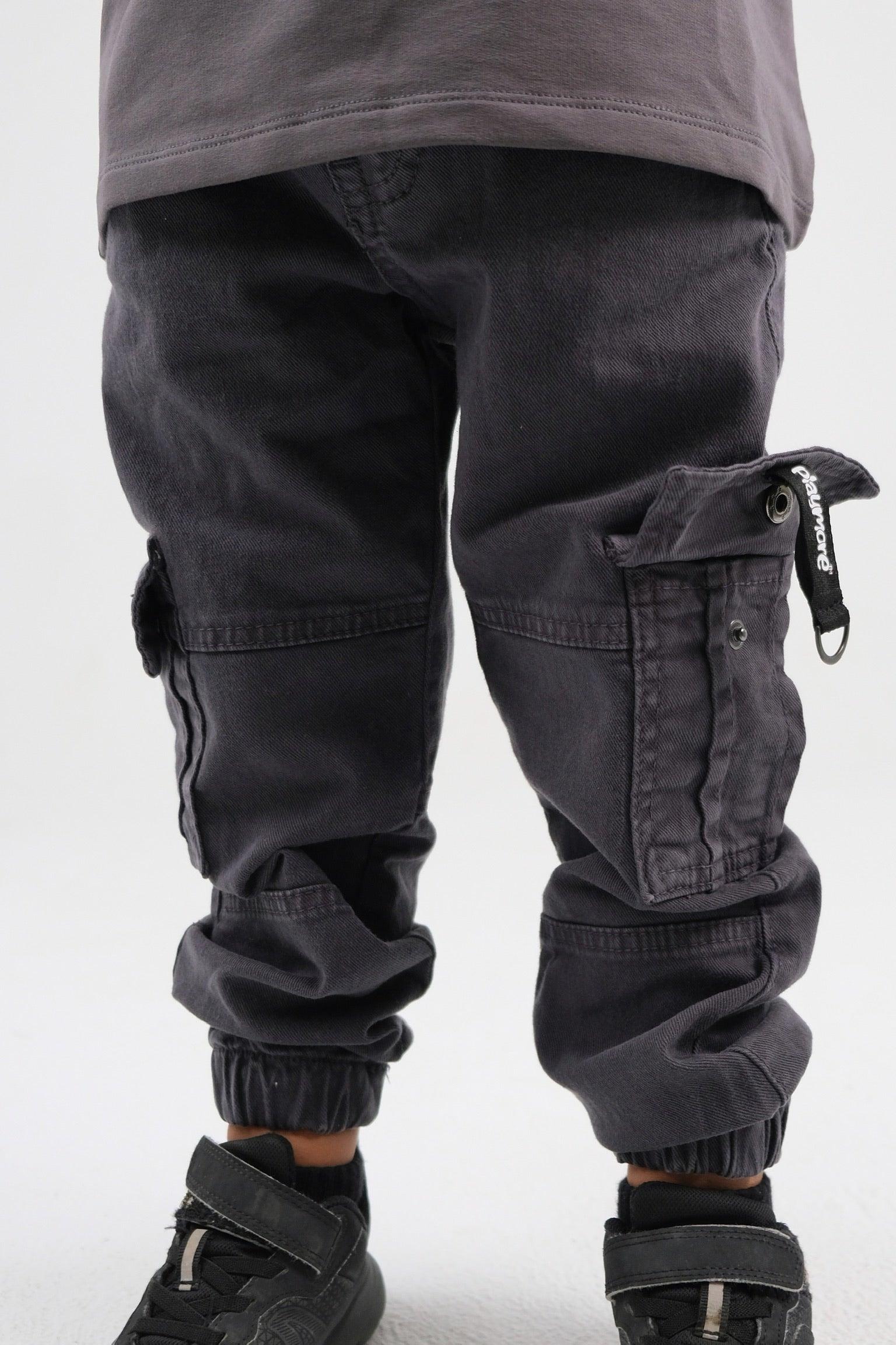 Charcoal Cargo Pants - Ourkids - Playmore