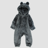 Charcoal Teddy Fleeced Hooded Onesie - Ourkids - Ourkids