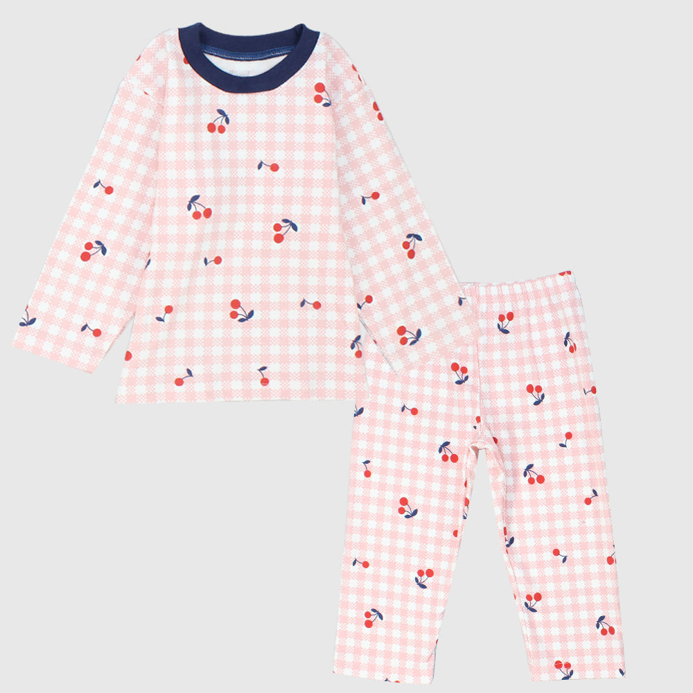 Cherry Checkered Long-Sleeved Pajama - Ourkids - Al Sayad