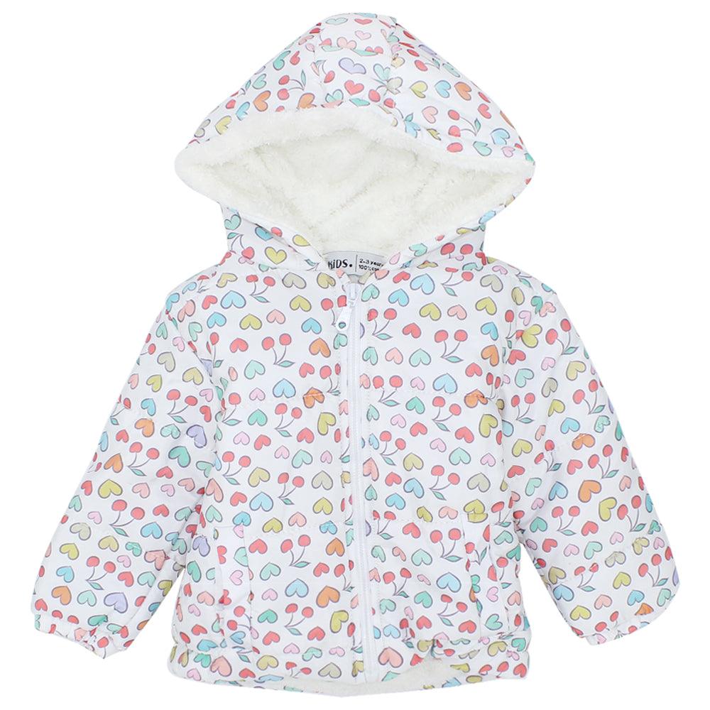 Cherry Hearts Long-Sleeved Waterproof Hooded Jacket - Ourkids - Ourkids