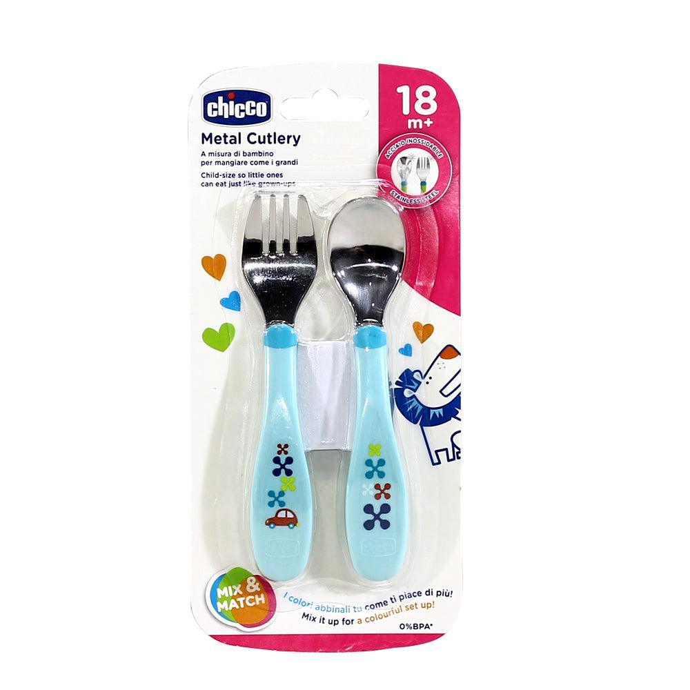 Chicco Metal Cutlery 18 Months and + - Ourkids - Chicco