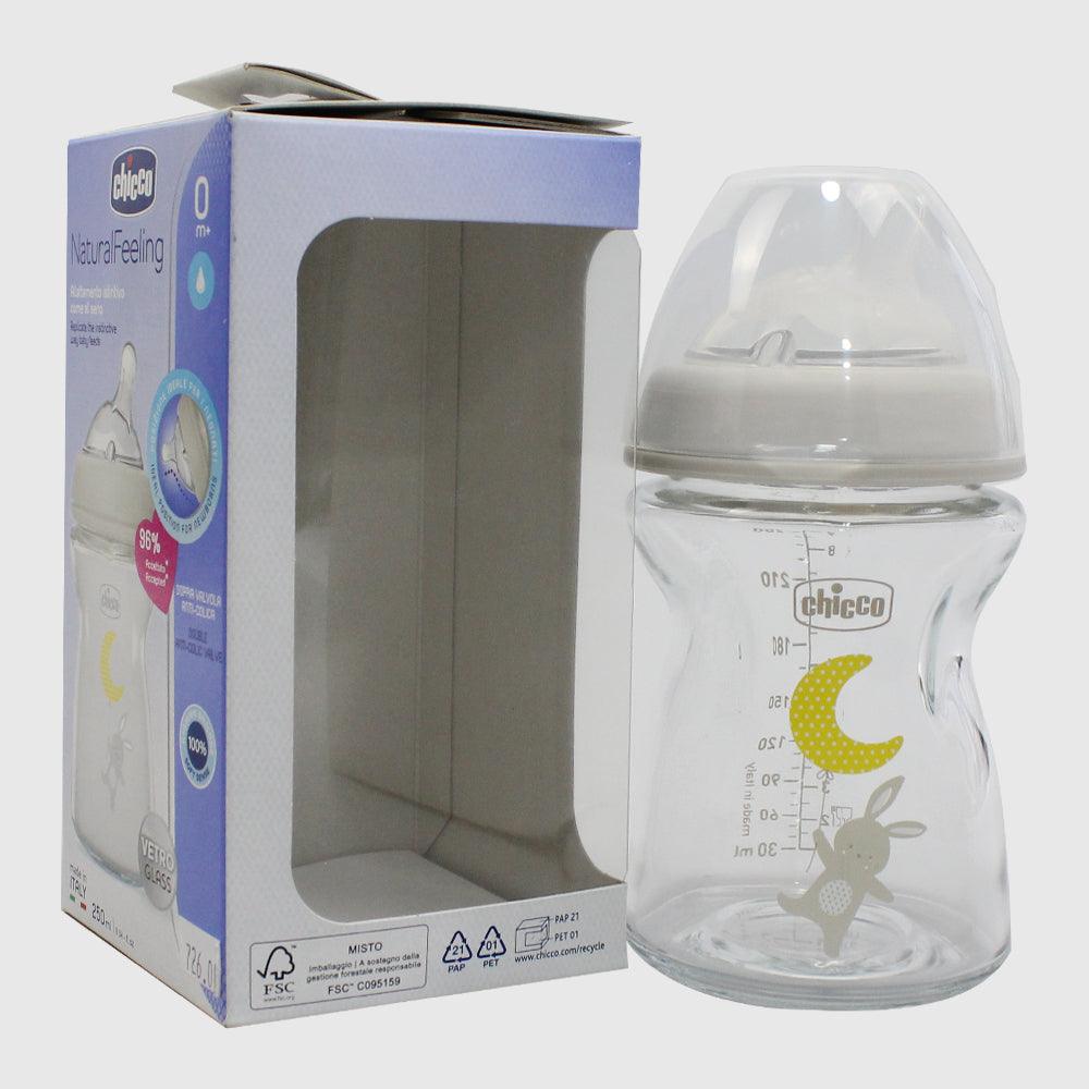 Chicco Natural Feeling Glass Bottle 250ml (0+ Months) - Ourkids - Chicco