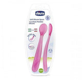 Chicco Soft Silicone Spoon, Pack Of 2 - Pink - Ourkids - Chicco