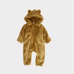 Coffee Teddy Fleeced Hooded Onesie - Ourkids - Ourkids