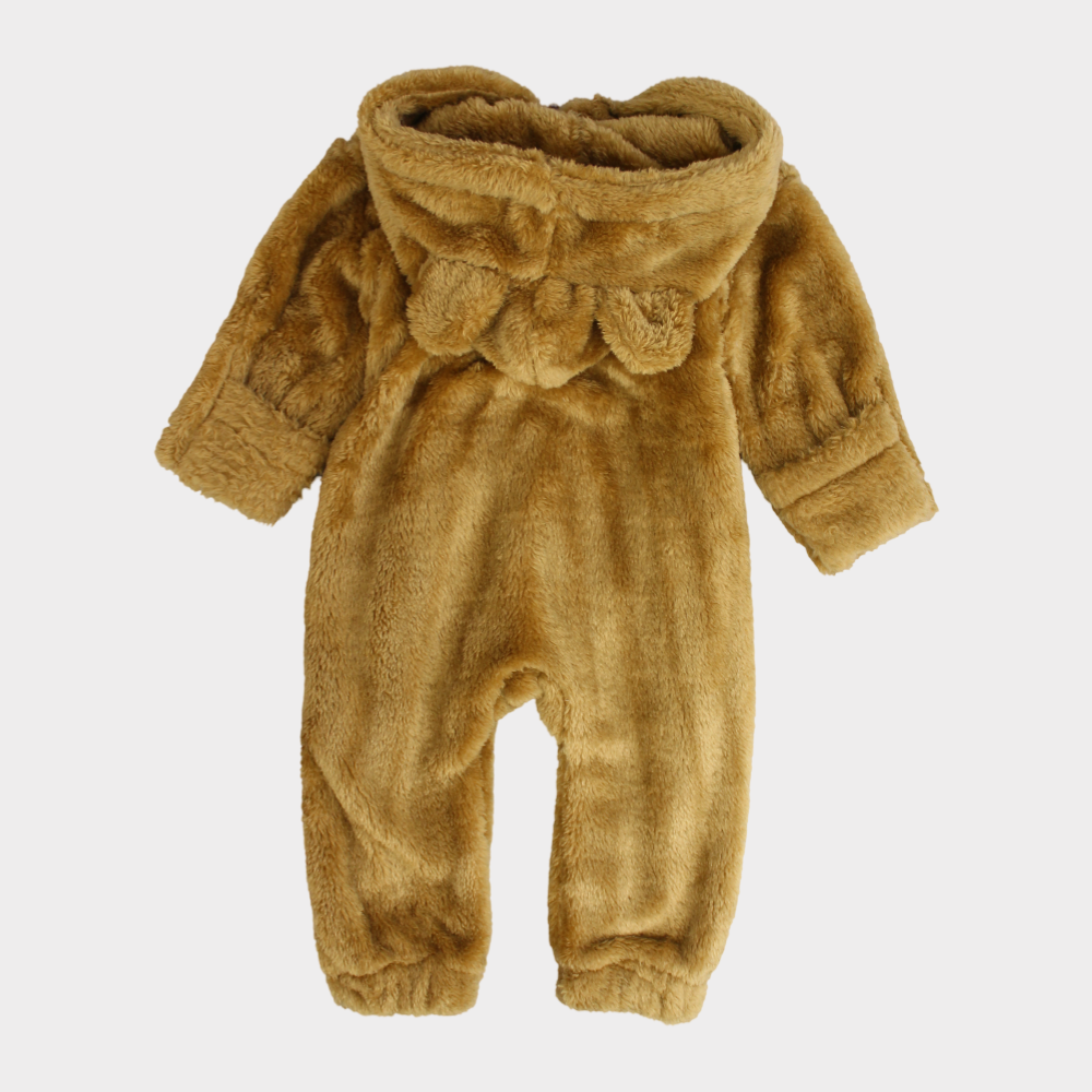 Coffee Teddy Fleeced Hooded Onesie - Ourkids - Ourkids