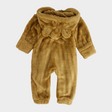 Coffee Teddy Fleeced Hooded Onesie - Ourkids - Ourkids