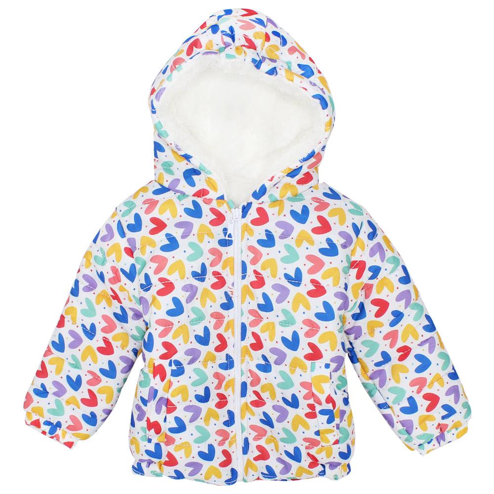 Colored Hearts Long-Sleeved Waterproof Hooded Jacket - Ourkids - Ourkids