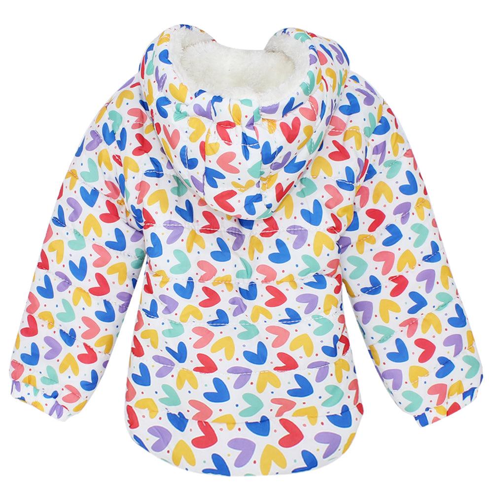 Colored Hearts Long-Sleeved Waterproof Hooded Jacket - Ourkids - Ourkids