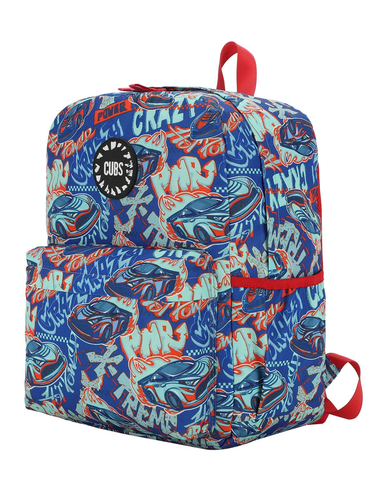 Cubs Car Flames Junior Student Backpack - Ourkids - Cubs