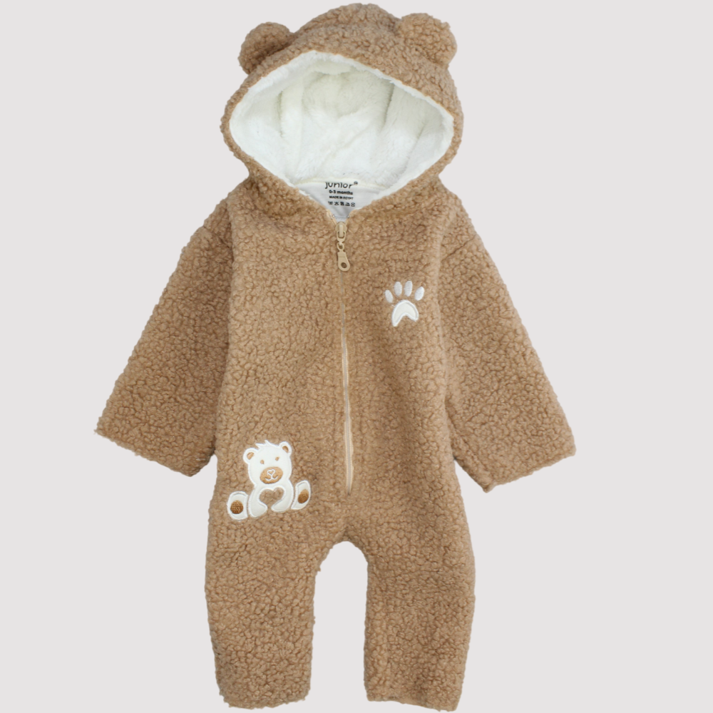 Cute Bear Long-Sleeved Hooded Footless Onesie - Ourkids - Junior