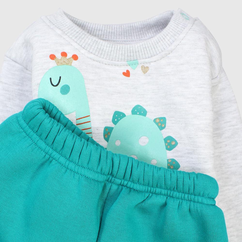 Cute Dino Long-Sleeved Fleeced Pajama - Ourkids - JOKY