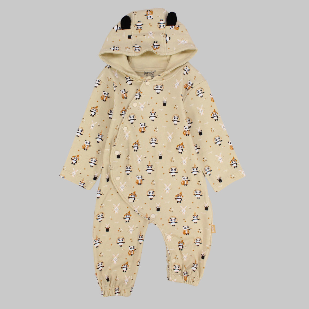 Cute Pandas Long-Sleeved Hooded Footless Onesie - Ourkids - Junior