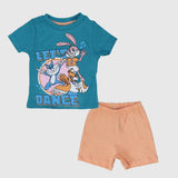 Dancing Bunny Short-Sleeved Pajama - Ourkids - Rosso