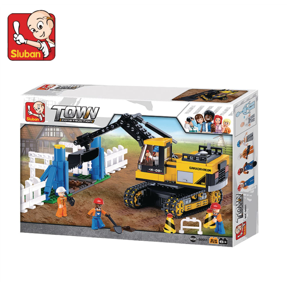 Sluban Town Construction Excavator Building Blocks Set - 614 Pcs