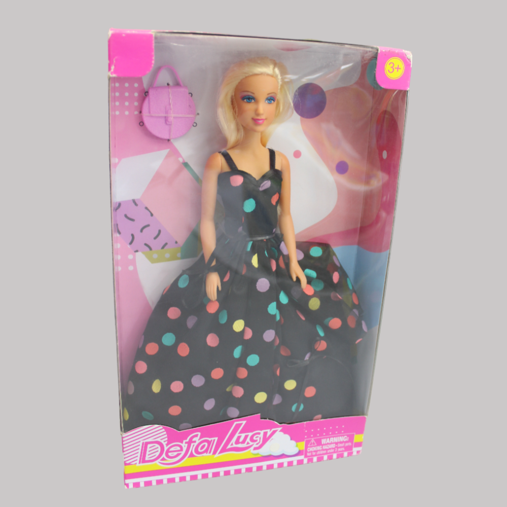 Defa Lucy Doll - Black Polka Dots Dress - Ourkids - Defa Lucy