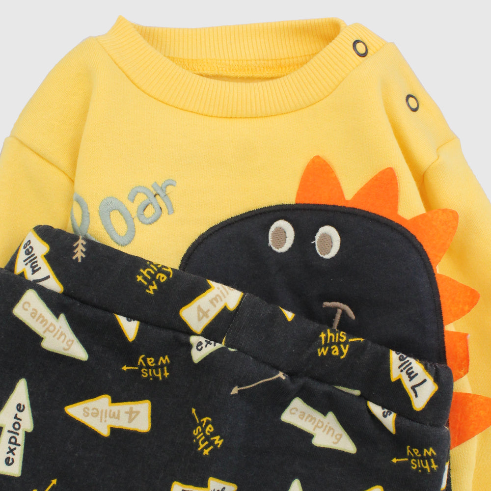 Dino Roar Long-Sleeved Fleeced Pajama - Ourkids - Al Sayad