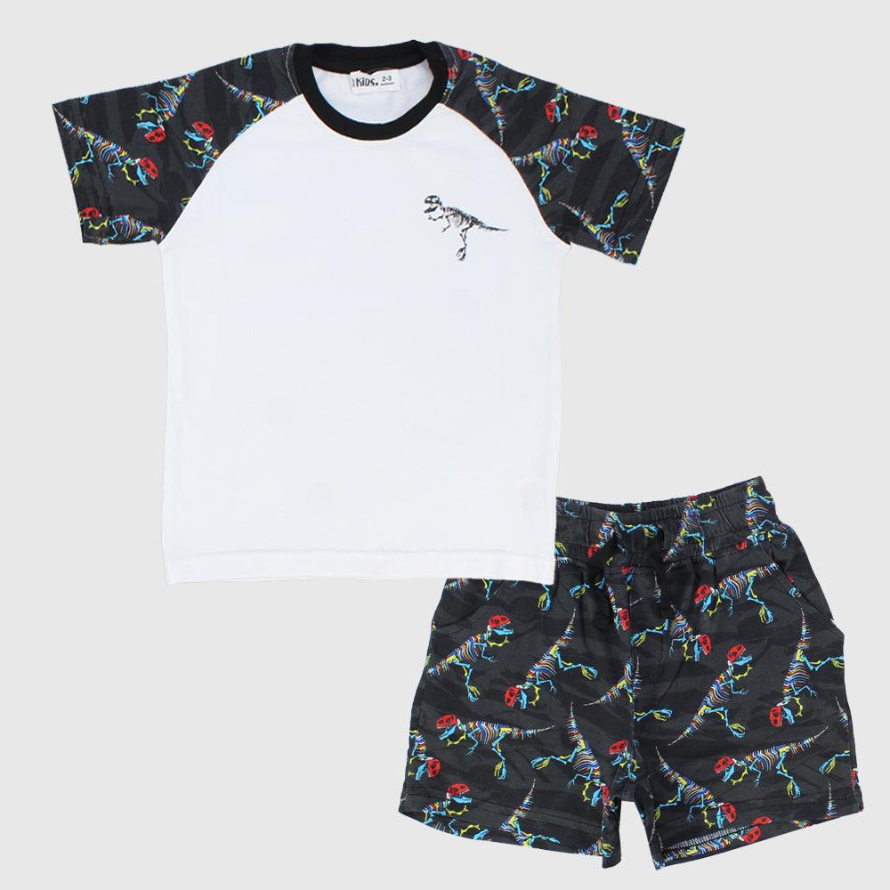 Dino Skeleton Short-Sleeved Pajama - Ourkids - Ourkids