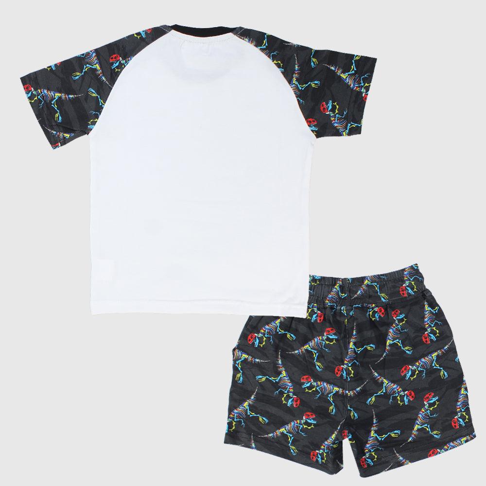 Dino Skeleton Short-Sleeved Pajama - Ourkids - Ourkids