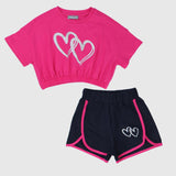 Double Hearts Short-Sleeved Pajama - Ourkids - Pompelo