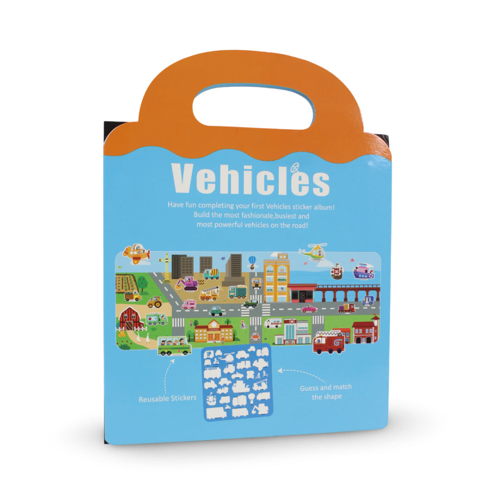 Reusable Magnetic Sticker Book – Vehicles, 30 Pcs