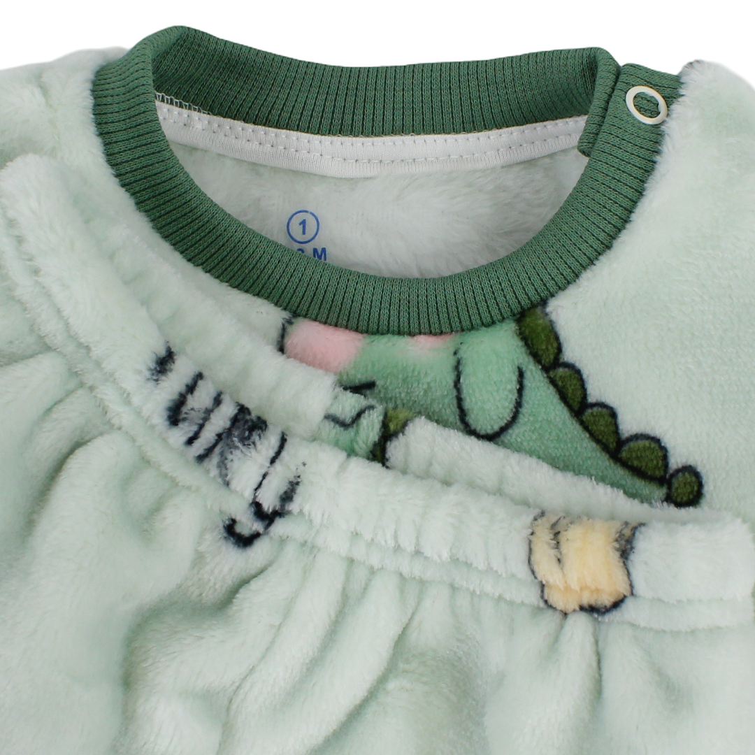 Baby Girls Long-Sleeved Pajama – Mint with Lucky Dino Print