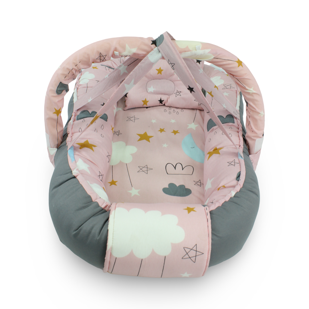 Baby Nest – Pink & Grey with Stars Print