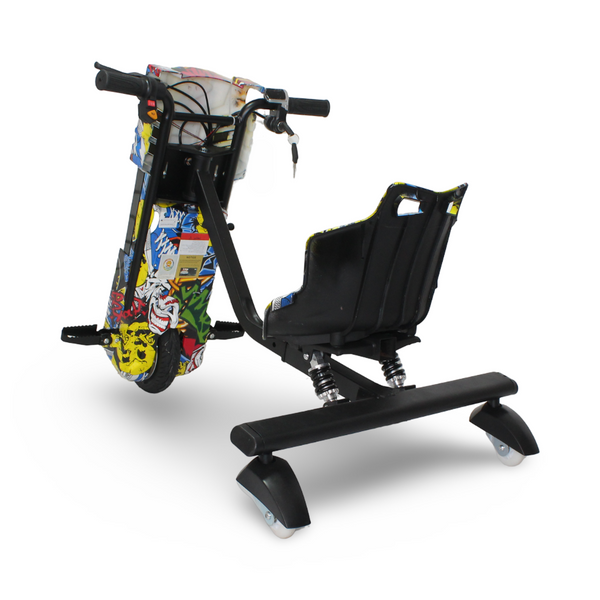 Kids Drift Car – Yellow With Skulls Print