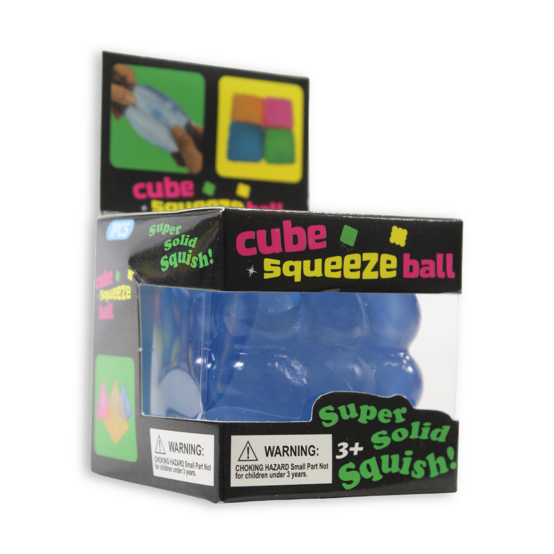 Bingo Transparent Cube Squishy Toy – Blue, 5 Cm