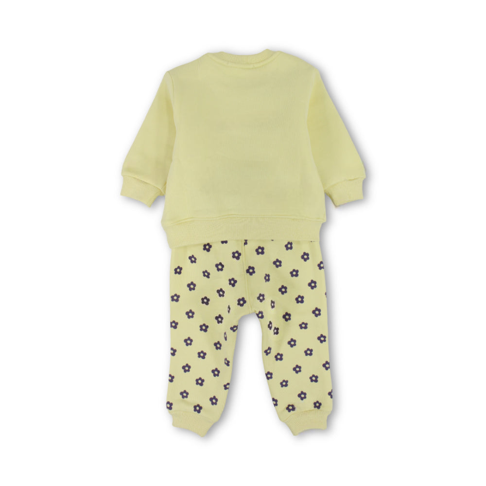 Girls Cotton Long-Sleeved Pajama Set – Yellow with "HOPE" Print