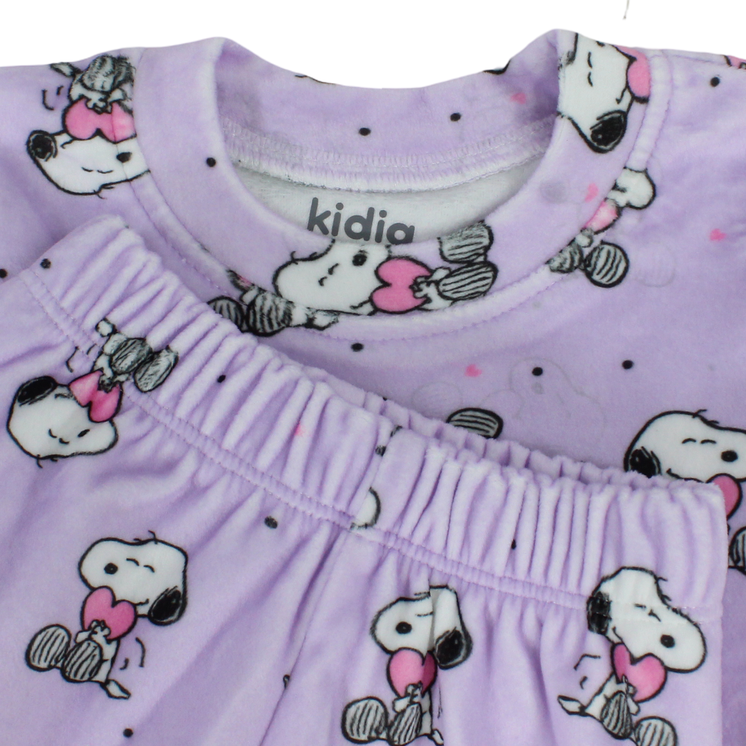 Baby Girls Long-Sleeved Pajama – Purple with Snobby Print