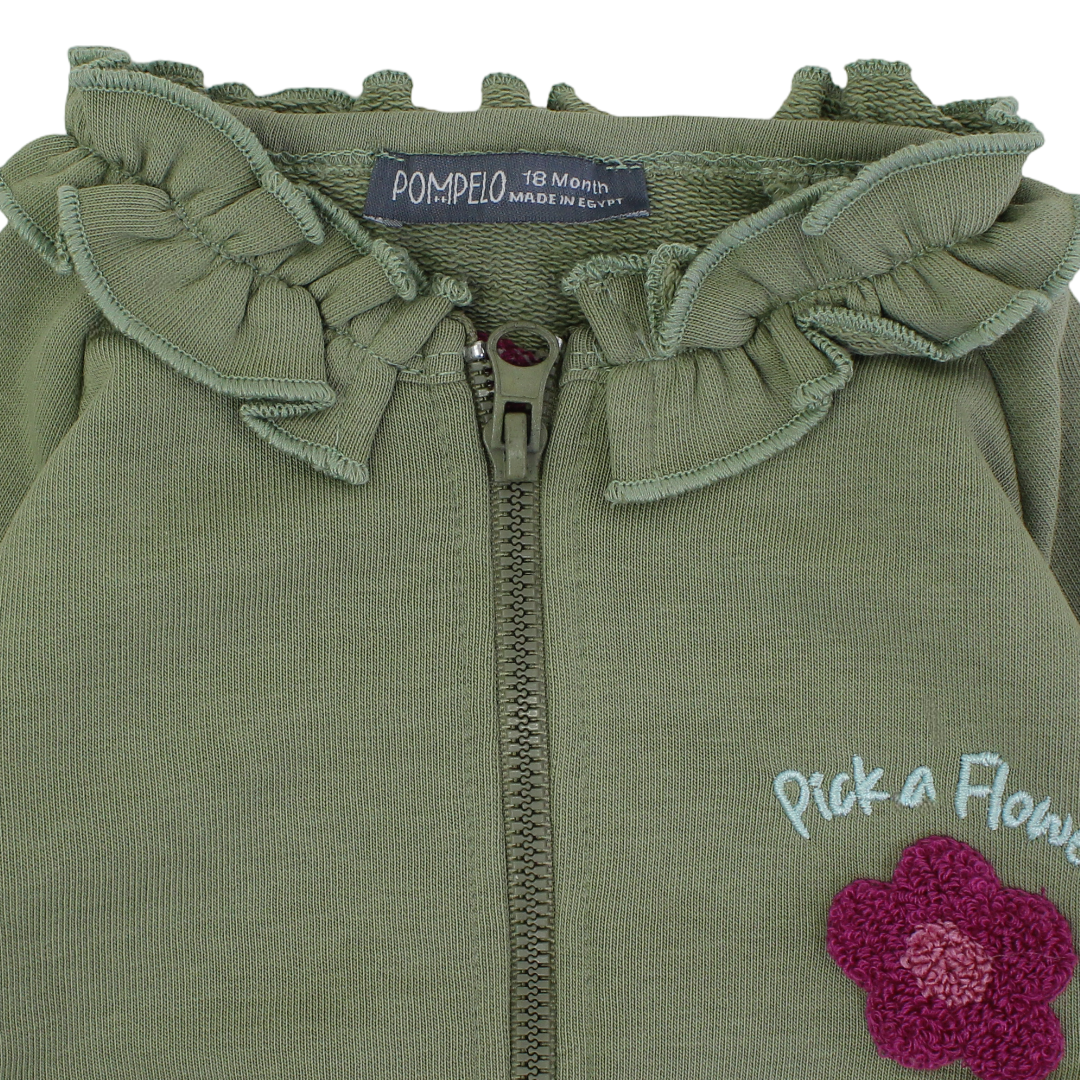 Baby Girls Long-sleeved Jacket – Olive