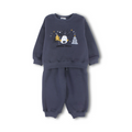 Boys Cotton Long-Sleeved Pajama – Grey with Christmas Trees Print