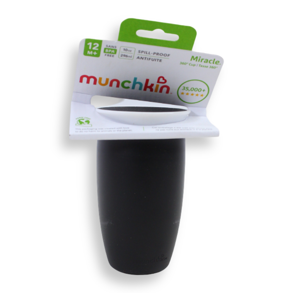 Munchkin Miracle® 360° Sippy Cup 10 oz – Black, 12 Months+