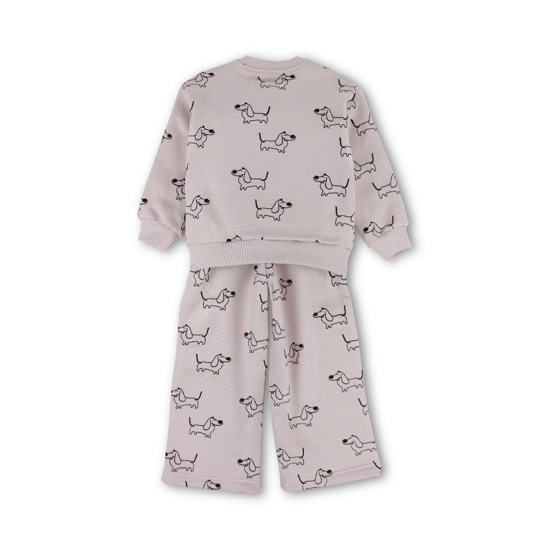 Boys Long-Sleeved Pajama – Dusty Pink with Dogs Print