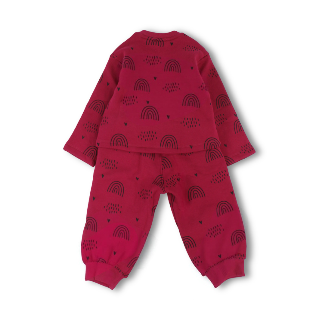 Girls Long-Sleeved Pajama – Fuchsia with "Little Dreamer" Print
