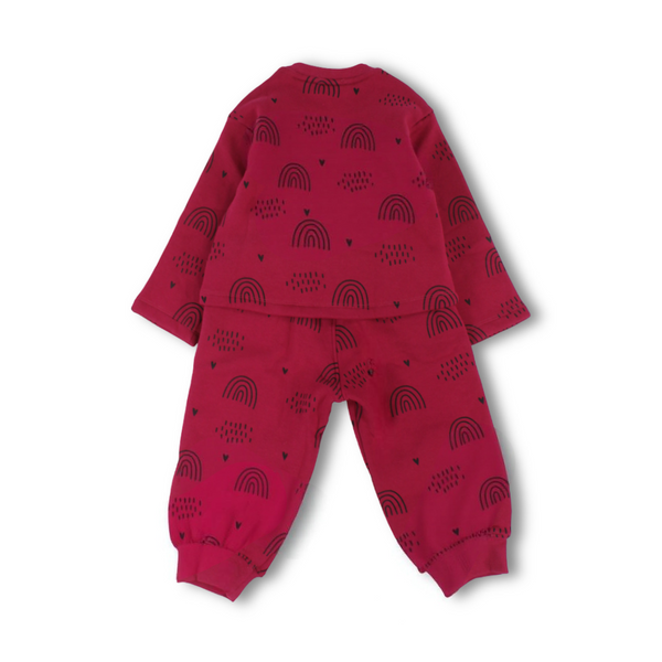 Girls Long-Sleeved Pajama – Fuchsia with "Little Dreamer" Print