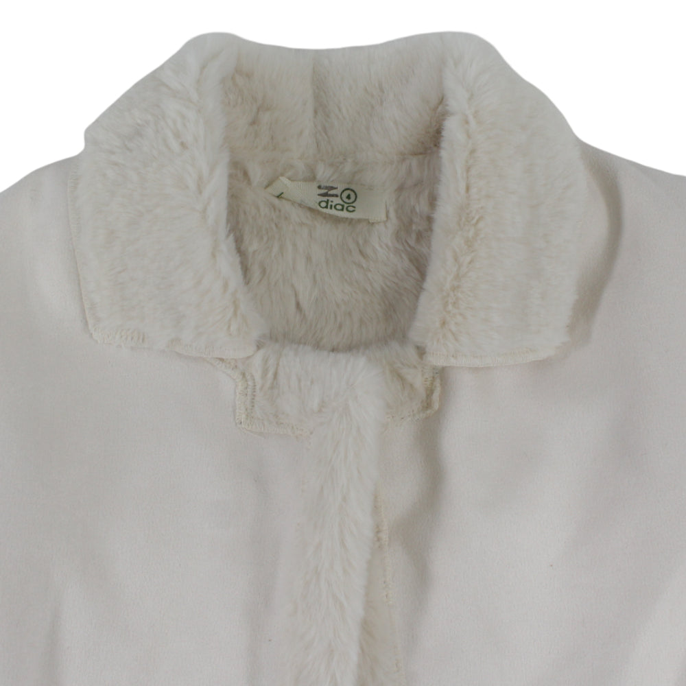 Girls Suede Fur-Lined Jacket – Off-White