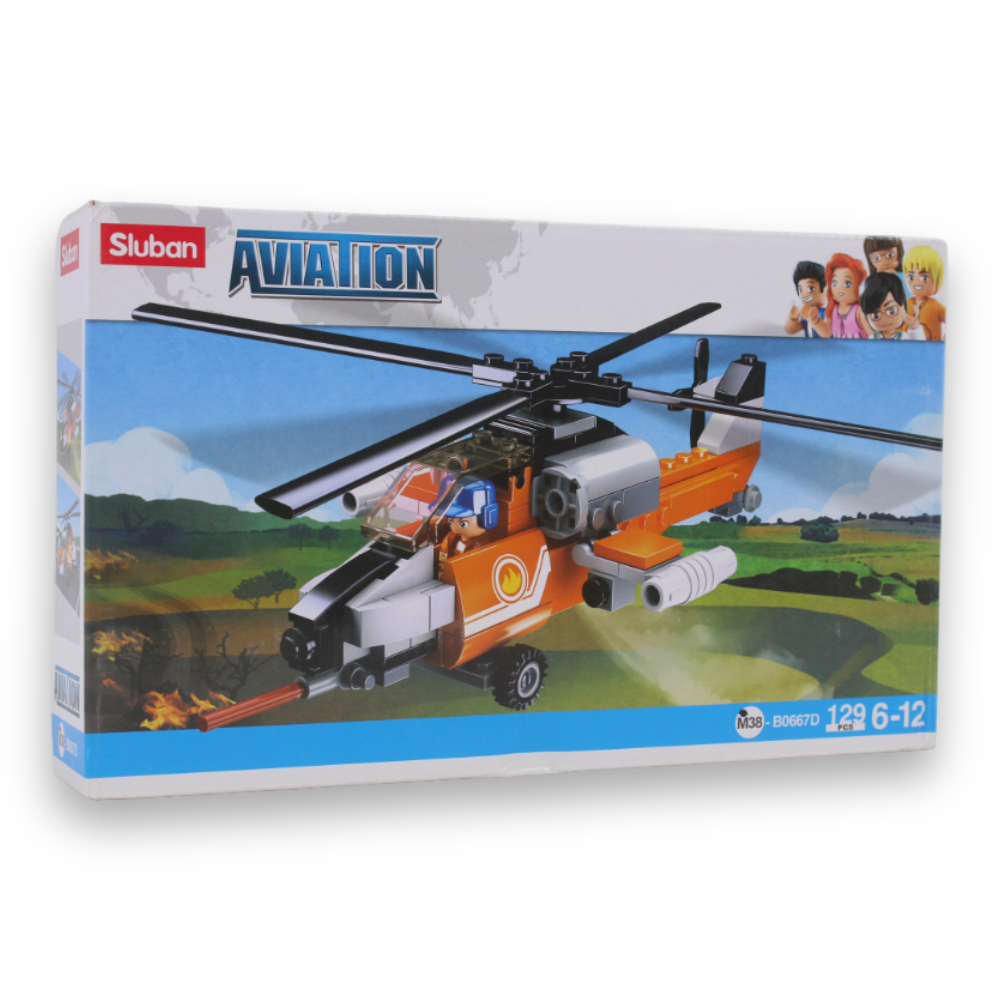 Aviation III Fire Helicopter Building Set – 129 Pieces
