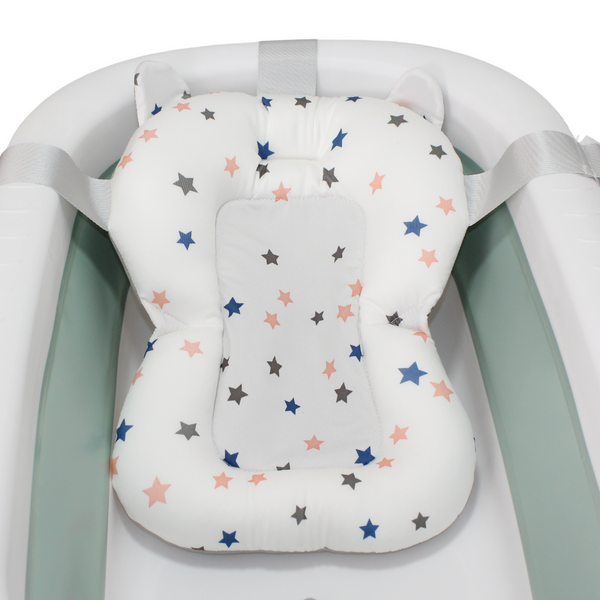 Baby Foldable Silicone Bathtub With Cushion – Green
