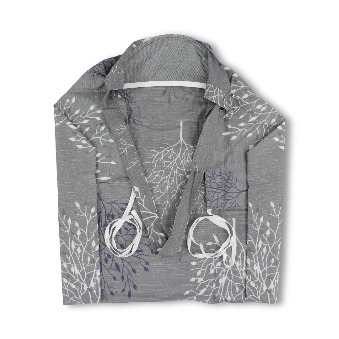 Nursing Cover – Grey, Off-White & Purple Floral Print