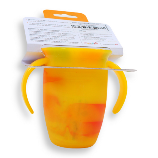 Munchkin Miracle® 360° Tropical Swirl Trainer Cup 7 oz – Yellow, 6 Months+