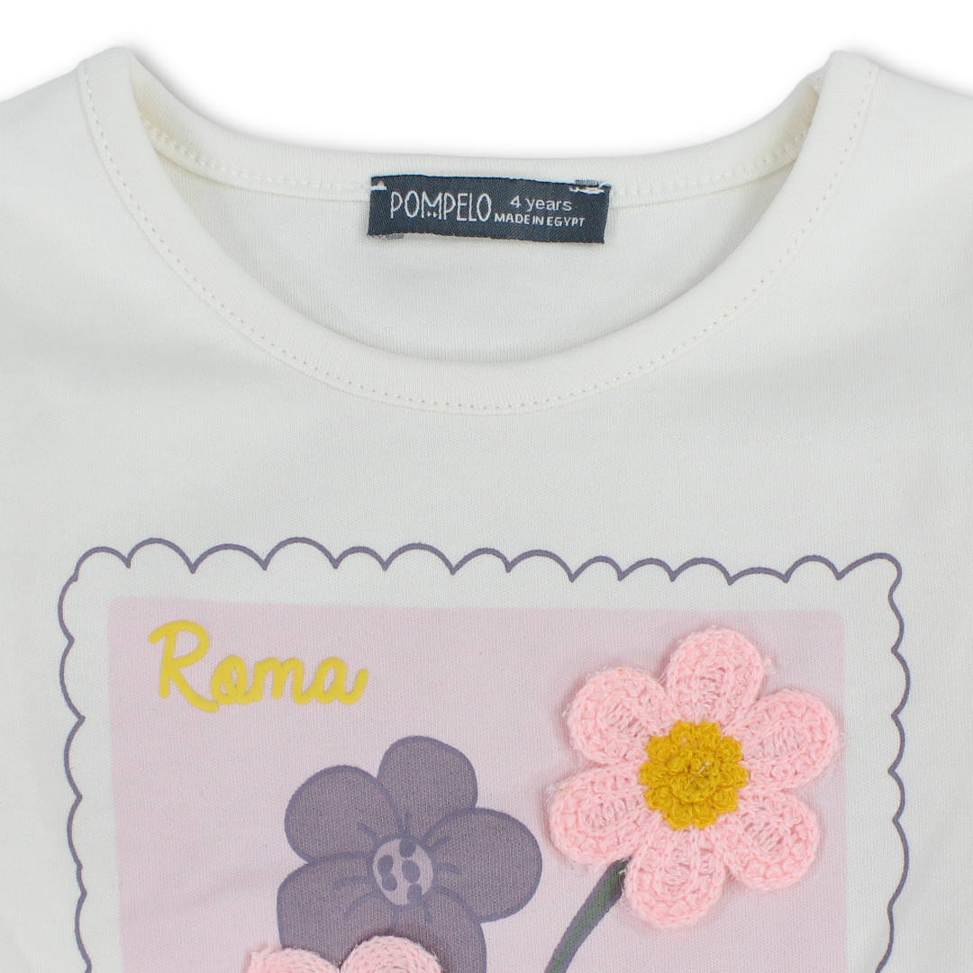 Girls Blouse – Off-White & Pink
