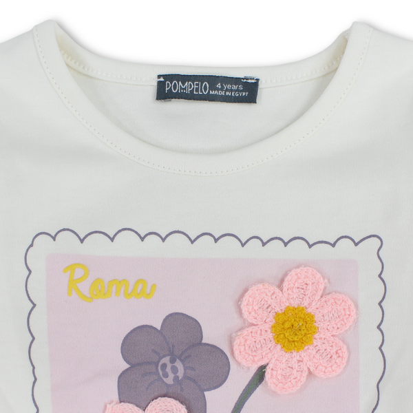 Girls Blouse – Off-White & Pink