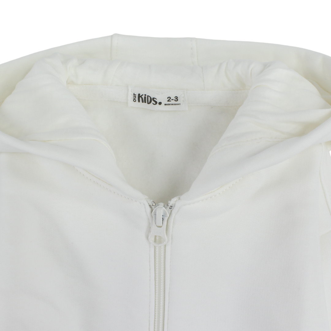Unisex Kids Zip-Up Hoodie – Off-White