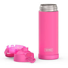 Thermos Bottle 470ml – Pink Stainless Steel & Straw Lid