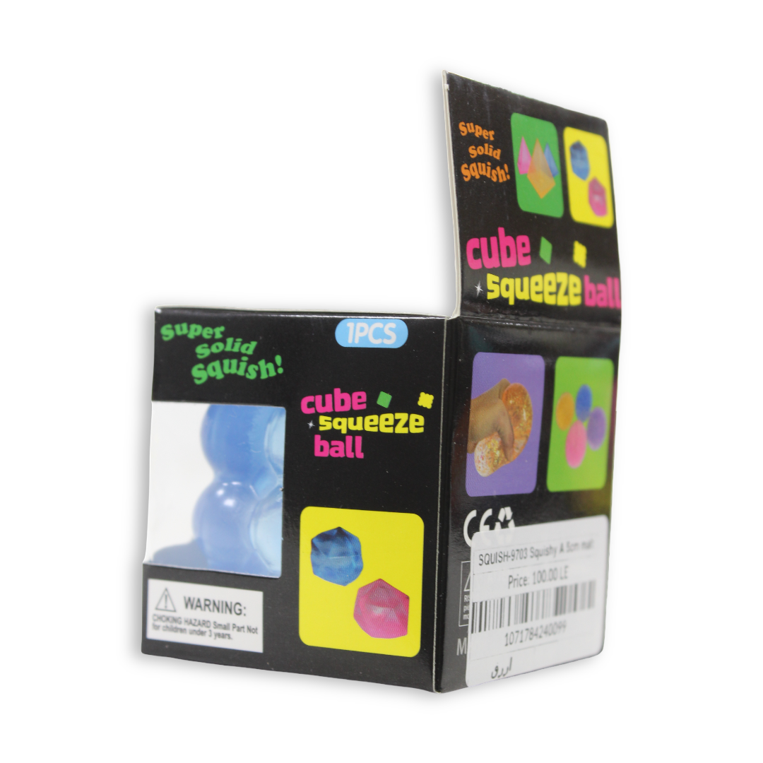 Bingo Transparent Cube Squishy Toy – Blue, 5 Cm