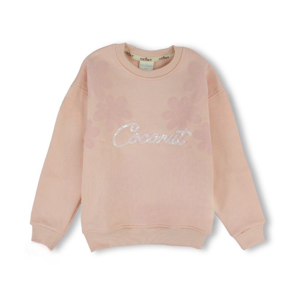 Girls’ Long-Sleeve Sweatshirt – سيمون بناتي كم ورد Coconut – Sweatshirt