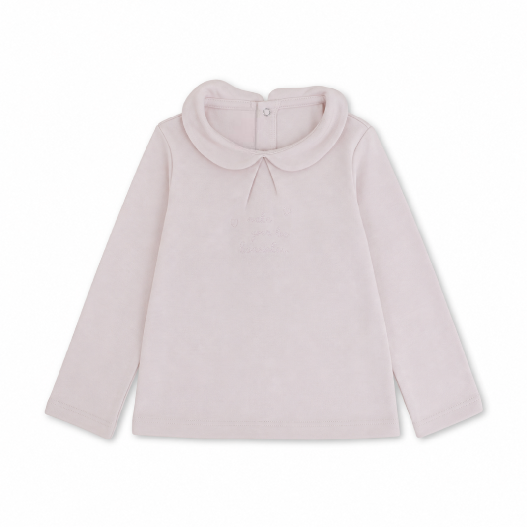 Baby Girls Long-sleeved Blouse – Off-white & Pink